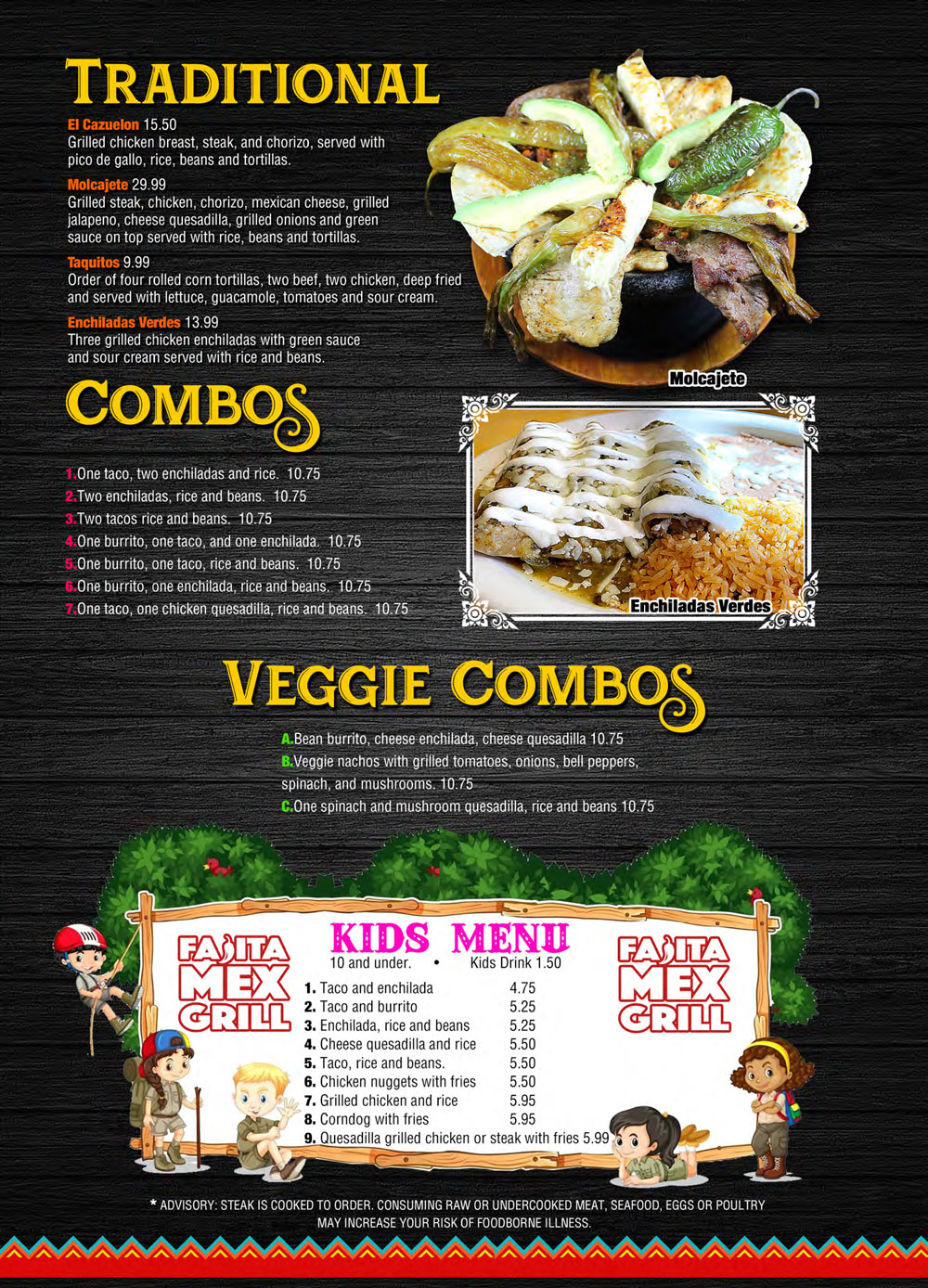Menu Fajita Mex Grill