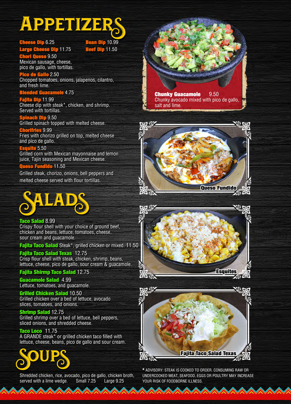 Menu Fajita Mex Grill